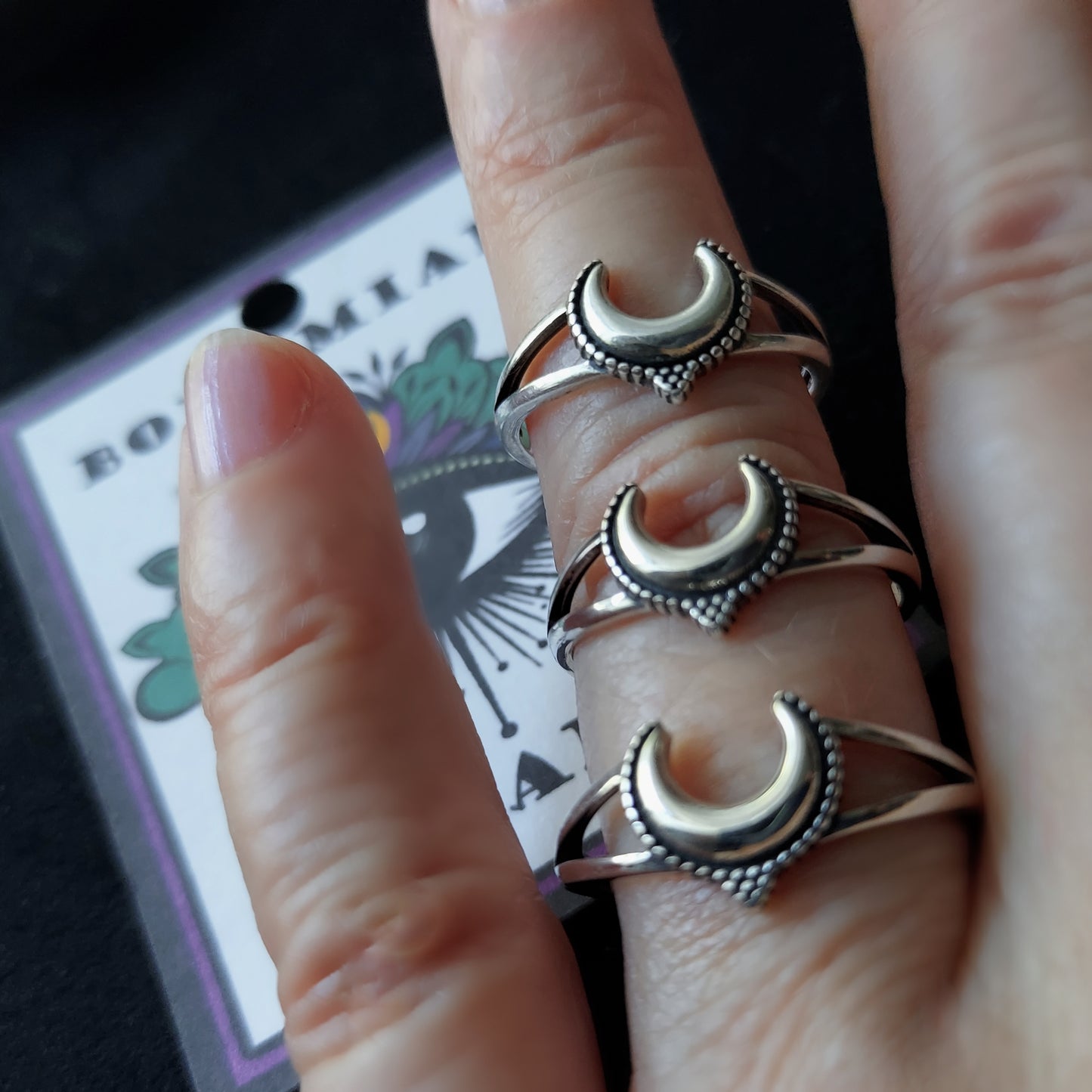Sterling Silver Crescent Moon Ring