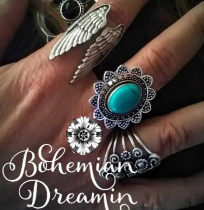Angel wings ring in bohemian jewrlry