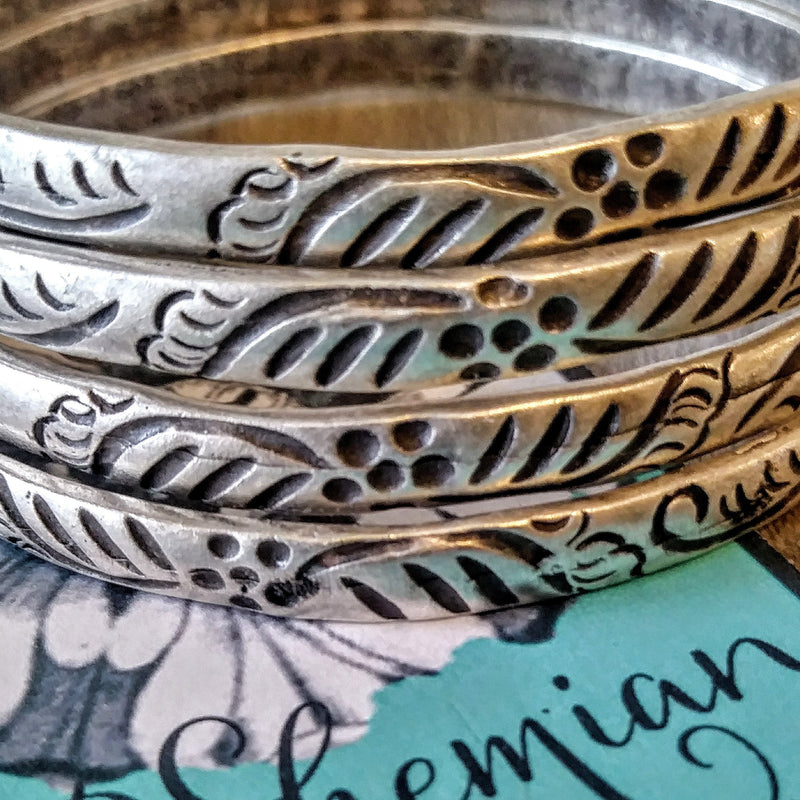 Stamped Flower Bangle (1)