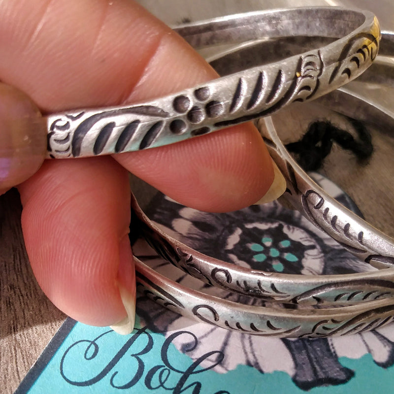 Stamped Flower Bangle (1)