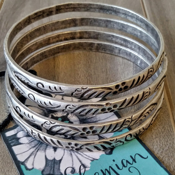 Stamped Flower Bangle (1)