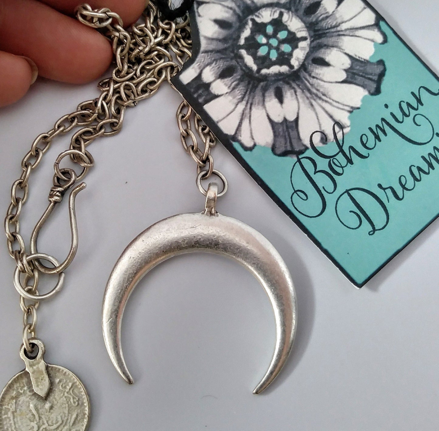 Crescent Moon 30" length Necklace