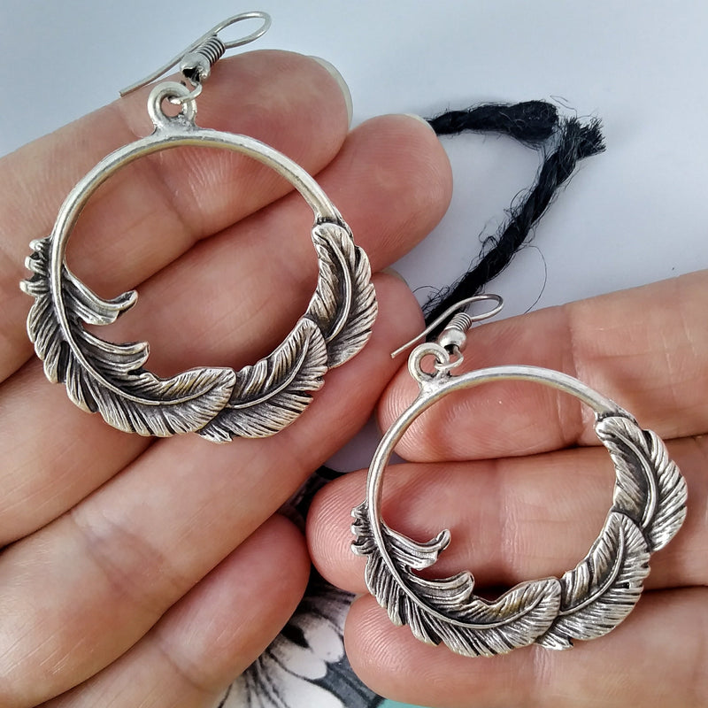 Feather Circle Earring