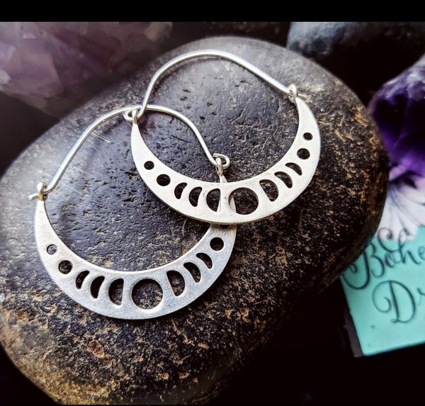 Moon Phase Hoop Earrings