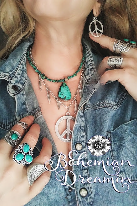 Peace sign earrings in bohemian style jewelry